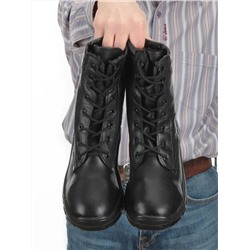 05-9003 BLACK Ботинки зимние мужские (искусственная кожа, искусственный мех)