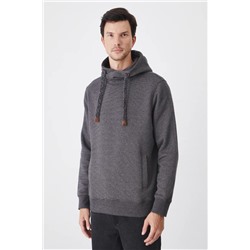 Bluza męska z kapturem wzorzysta  kolor czarny