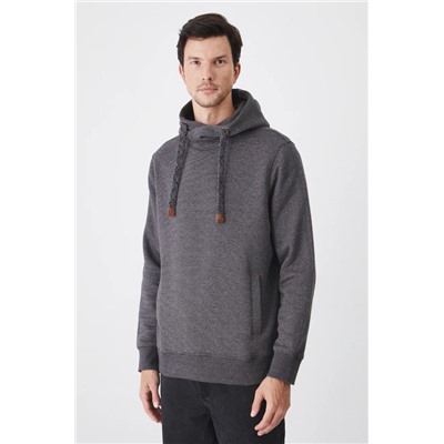 Bluza męska z kapturem wzorzysta  kolor czarny