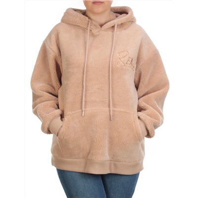 101 BEIGE Худи женское Тедди на флисе