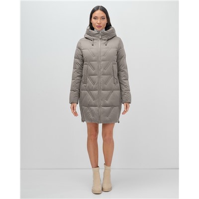 Куртка зимняя женская классическая с капюшоном серого цвета 7671Sr