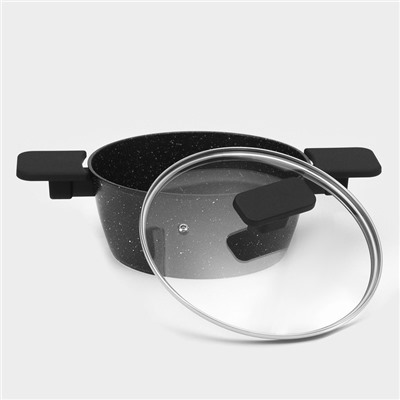 Кастрюля Доляна «Первый дом», 2.5 л, d=20 см, с крышкой, антипригарное покрытие, индукция, алюминий, чёрная