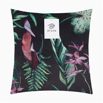 Наволочка декоративная Этель Tropical leaves 45х45см, полиэстер, велюр