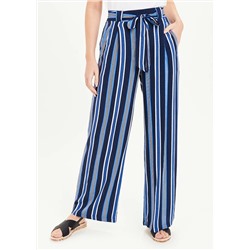 Stripe Wide Leg Belted Trousers