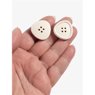 Набор пластиковых пуговиц, 4 прокола, d=25 мм, 5 шт., цвет молочный