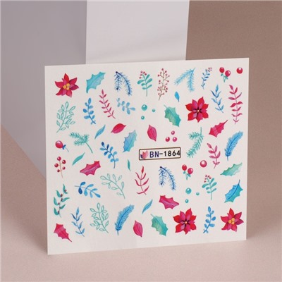 Слайдеры для ногтей «Новогодние веточки», разноцветные