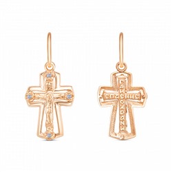 Крест с фианитом позолоченный серебро 925*