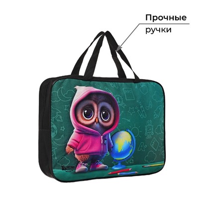 Папка для труда А4 на молнии текстиль 70 мм 360×260 «Совушка»