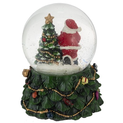 GAEM Фигурка декор в стекл шаре "Дед Мороз" ( подсв, муз, вьюга, AAAх3 н/п), D 10 см, L11 W11 H15 см