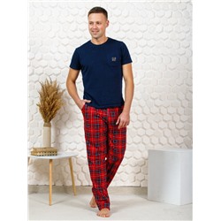 М43 Брюки клетка красный Свт