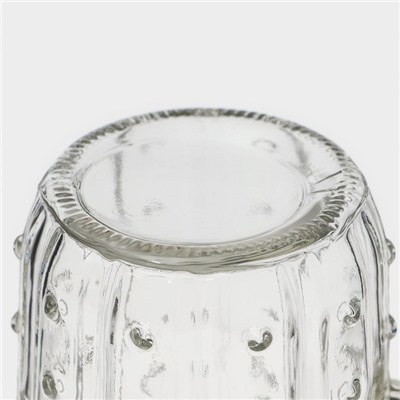 Кружка Доляна «Кактус», 450 мл, 11×7×15 см, стекло, с крышкой и трубочкой, прозрачная