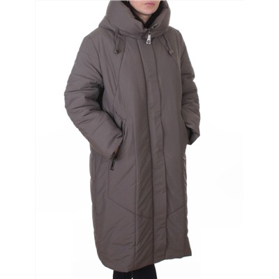 A615 GRAY/BEIGE Пальто зимнее женское (верблюжья шерсть, 120 гр. холлофайбер)