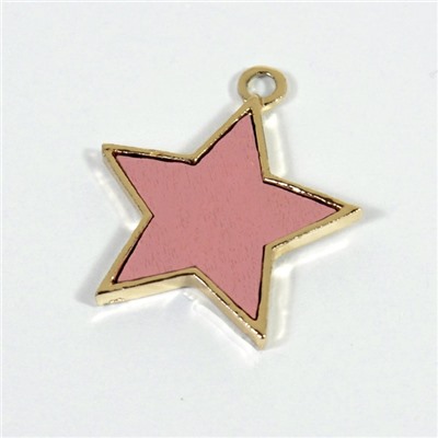 Подвеска звезда 24*27мм вставка дерево розовое