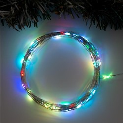 УЦЕНКА Гирлянда «Нить» 10 м роса, IP20, серебристая нить, 100 LED, свечение мульти (RGB), переливы, 12 В