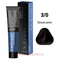 ESTEL DE LUXE 3/0 Краска-уход темный шатен
