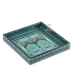 Набор подносов из МДФ с эмалью (2 шт), Set of 2 MDF Wood Enamel Coated Trays (10 х 10 & 12 х 12 Inches, Jamawaar), произв. Duli