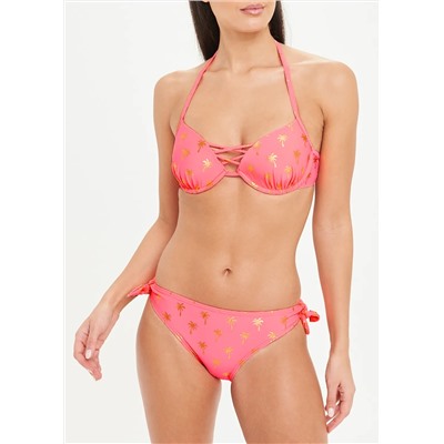 Metallic Palm Print Underwire Bikini Top