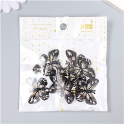 Декор для творчества пластик "Бабочка, чёрно-бежевые крылья" 2,5х3,2 см