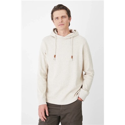 Bluza męska z kapturem z fakturą kolor beżowy