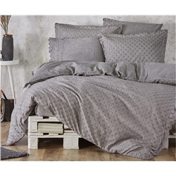 2 сп. Евро Комплект Постельного Белья Cotton Saten Ella Gri Çift - EcoCotton