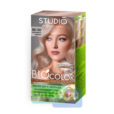 Крем-краска для волос STUDIO BIOcolor 90.102, Платиновый блондин, 50/50/15 мл.