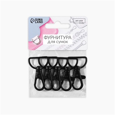 Карабин металлический, матовый, 40×25 мм / 20×3 мм, 5 шт., чёрный