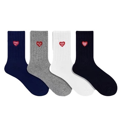 Cotton sports brand knee socks for men and women for beloved, with embroidery, mid-length