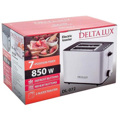 Тостер 850 Вт DELTA LUX DL-072 белый