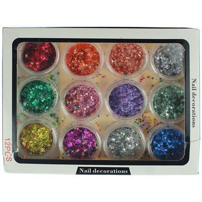 Nail Decorations, звёздочки, набор 12 шт.