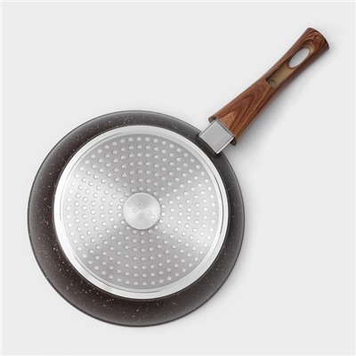 Сковорода Magistro Granit, d=22 см, съёмная ручка soft-touch, антипригарное покрытие, индукция, кованый алюминий, чёрная