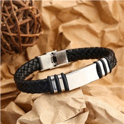 Браслет унисекс «Мощь», цвет чёрный с серебром, 22 см