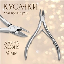 Кусачки маникюрные, двойная пружина, 10 см, длина лезвия - 9 мм, в чехле, цвет серебристый Queen fair