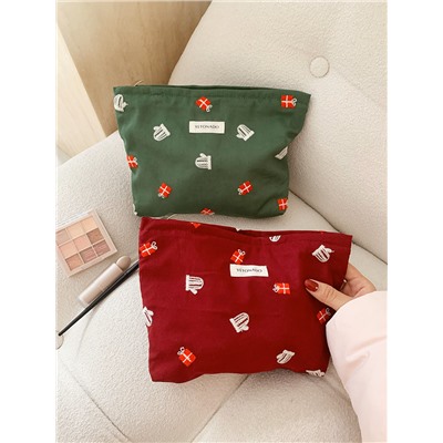 Capacious cosmetic bag, handheld liner to go out, small clutch bag, for import, with embroidery, high-end