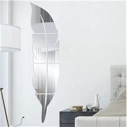 Зеркальные  3d наклейки "ПЕРО" silver 30*120 см