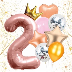 Набор шаров 8 шт "2 - Prince", розовый (цирфа + 7 шаров)