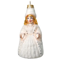 Елочная игрушка стеклянная декорированная "Снежная Королева"
