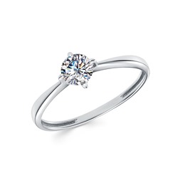 Кольцо с фианитом родированное серебро 925*