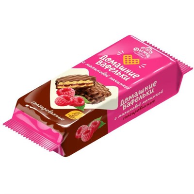 Домашние вафельки с малиновой начинкой глазированные 155г/КИО