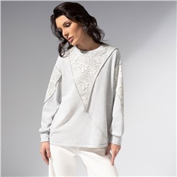 Свитшот комбинированный с кружевом, Границы нежности (серый)