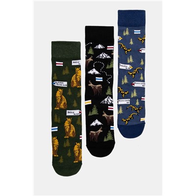Skarpetki bawełniane męskie wzorzyste (3-pack) kolor multicolor