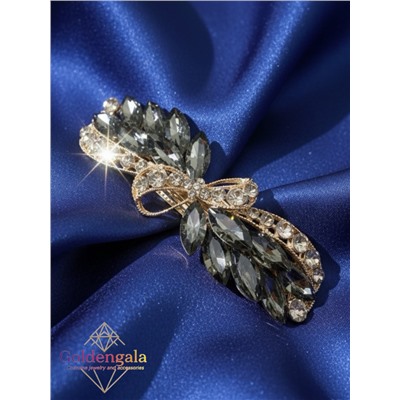 Заколка автомат для волос с кристаллами 6 штук  «Блеск элегантности» ЭЛЗ7/07