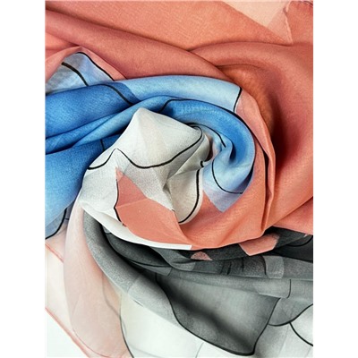 Шарф шифоновый с цветочным рисунком 3D Арт М52/12