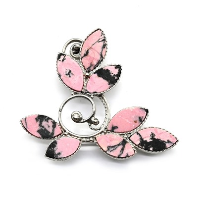 Брошь родонит "Голубь" 50*43мм.