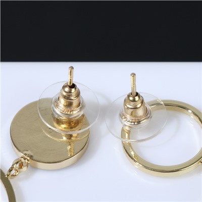 Серьги «Волшебство» круг и кольцо, белые в золоте