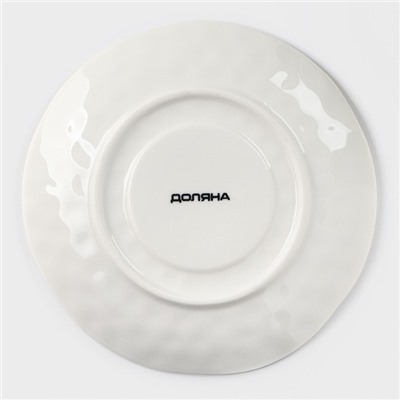 Чайная пара Доляна «Космос», чашка 250 мл, блюдце d=16 см, фарфор, белая, синяя