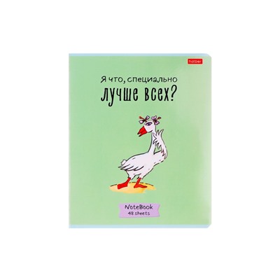 Тетрадь 48 листов в клетку «Гусь-веселюсь №1», обложка мелованный картон, МИКС