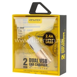 АЗУ 2 USB выхода (2400mAh) AWEI C-100 (белый-золотой)