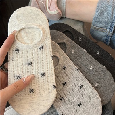 Cotton breathable summer thin non-slip socks with bow