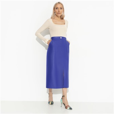 Юбка из мягкой экокожи, Откровенно шикарная (синий)