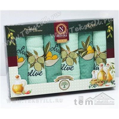Кухонные Вафельные Полотенца Салфетки 45x65 см. 6 шт/уп. OLIVE - Nilteks
